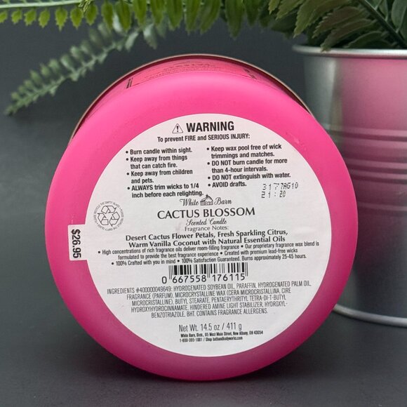 BBW Cactus Blossom White Barn Bath & Body Works 3 Wick Candle - Picture 9 of 10